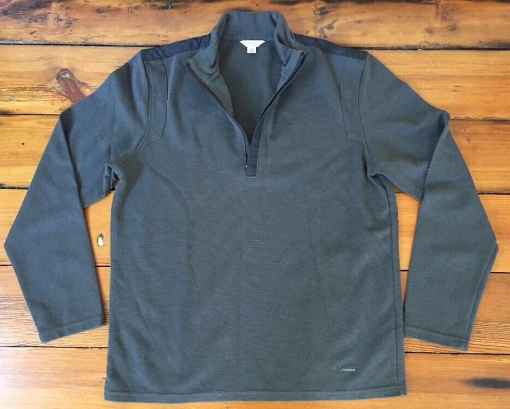 Calvin Klein Slim Fit Gray Cotton Blend Long Sleeve 1/4 Zip Pull Over Mens M 41"